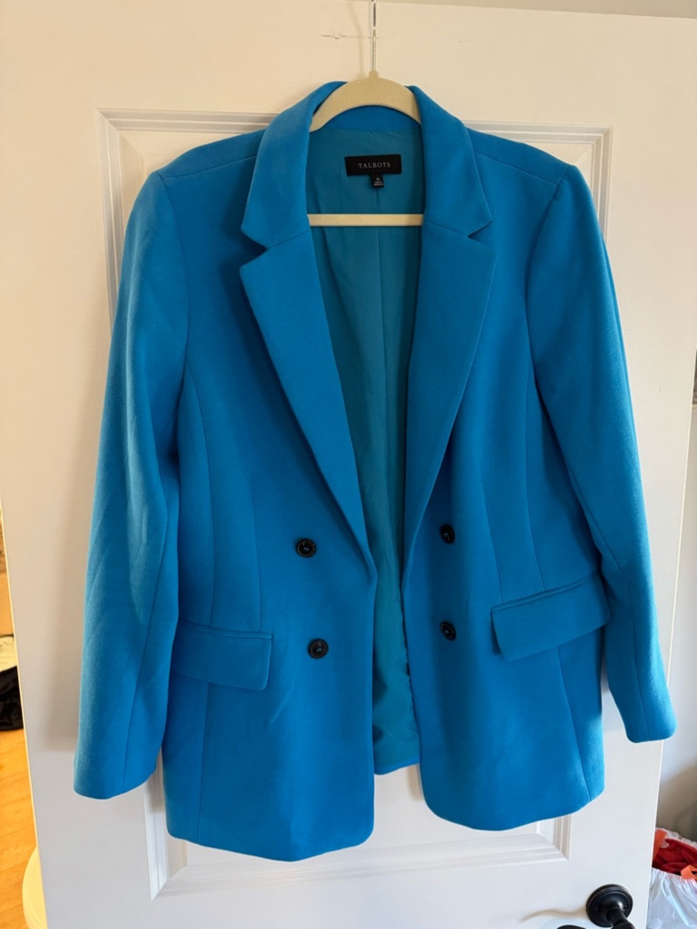 Talbots Bright Blue Double-Breasted Blazer